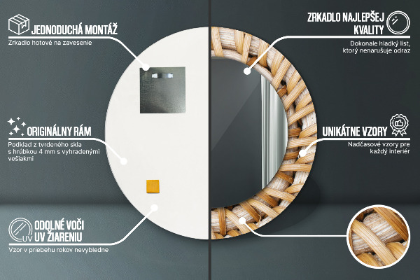 Decoratiuni perete cu oglinda Împletitură naturală