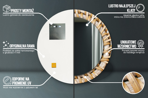 Decoratiuni perete cu oglinda Împletitură naturală