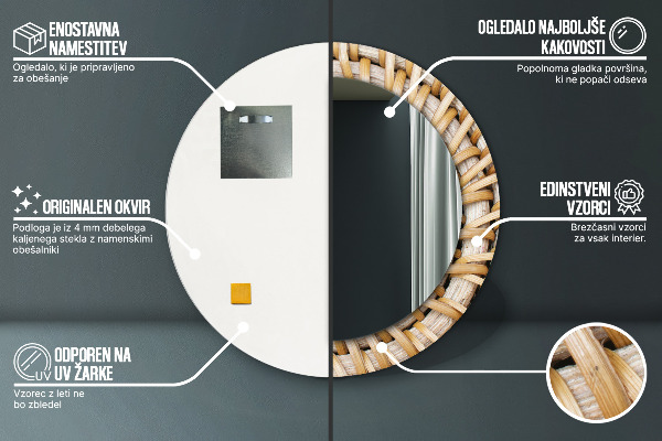 Decoratiuni perete cu oglinda Împletitură naturală