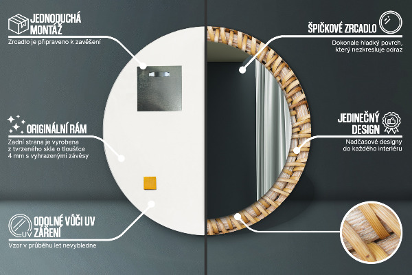 Decoratiuni perete cu oglinda Împletitură naturală