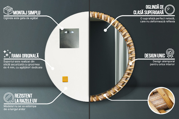 Decoratiuni perete cu oglinda Împletitură naturală