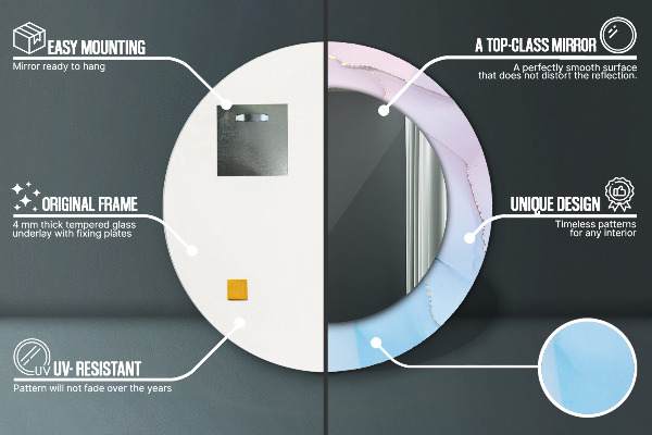 Oglinda cu decor rotunda Textura modernă de marmură