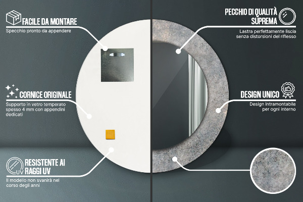 Oglinda cu decor rotunda Beton de epocă