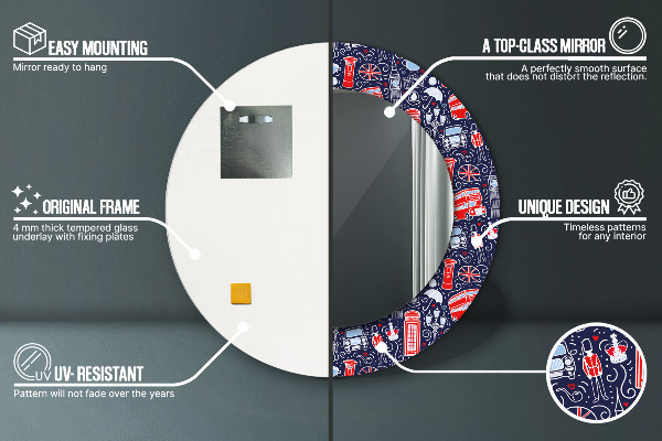 Oglinda cu decor rotunda Simbolul londrei