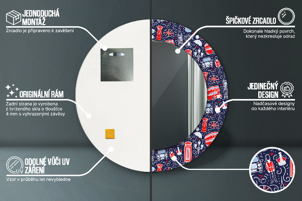 Oglinda cu decor rotunda Simbolul londrei