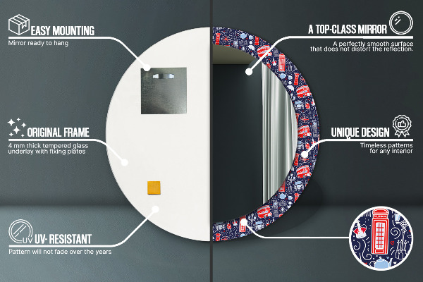 Oglinda cu decor rotunda Simbolul londrei