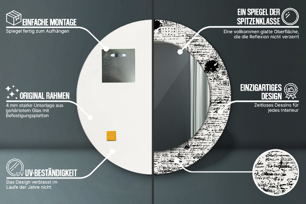 Oglinda rotunda rama cu imprimeu Șablon