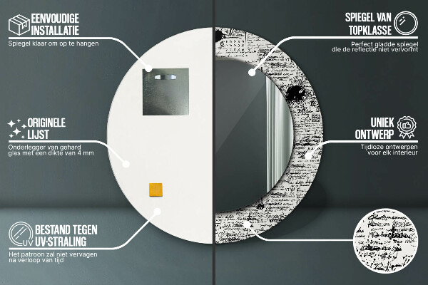 Oglinda rotunda rama cu imprimeu Șablon