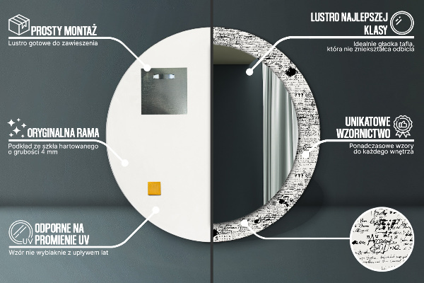 Oglinda rotunda rama cu imprimeu Șablon