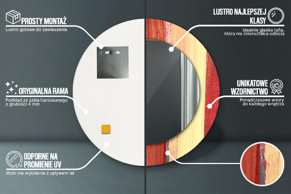 Oglinda rotunda rama cu imprimeu Imagine abstractă