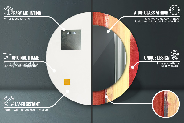 Oglinda rotunda rama cu imprimeu Imagine abstractă