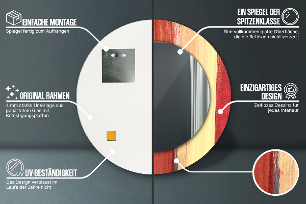 Oglinda rotunda rama cu imprimeu Imagine abstractă