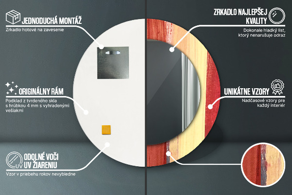 Oglinda rotunda rama cu imprimeu Imagine abstractă
