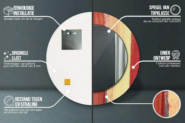 Oglinda rotunda rama cu imprimeu Imagine abstractă
