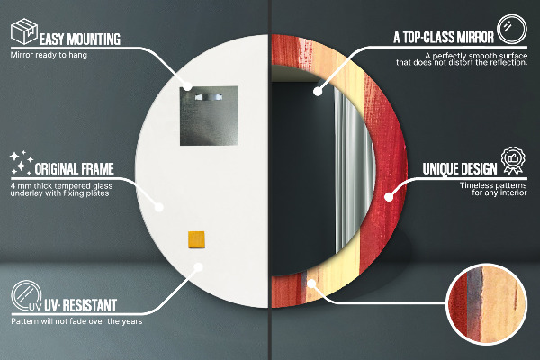 Oglinda rotunda rama cu imprimeu Imagine abstractă