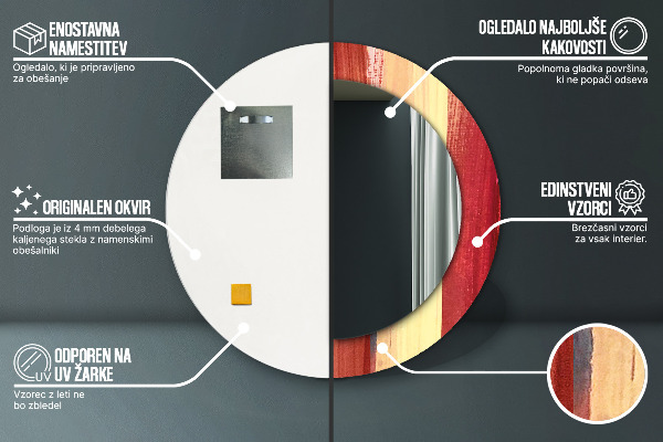Oglinda rotunda rama cu imprimeu Imagine abstractă