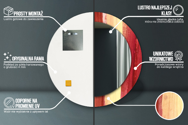 Oglinda rotunda rama cu imprimeu Imagine abstractă
