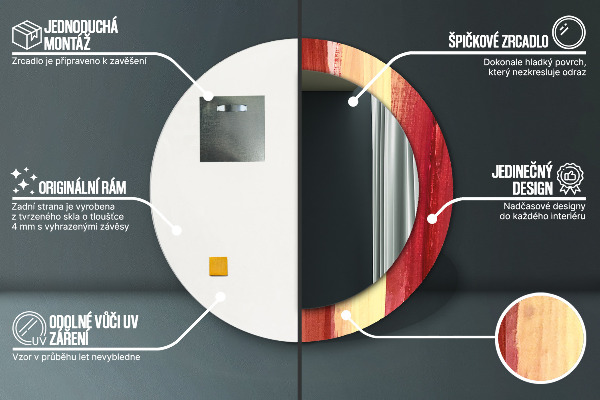 Oglinda rotunda rama cu imprimeu Imagine abstractă