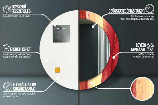 Oglinda rotunda rama cu imprimeu Imagine abstractă