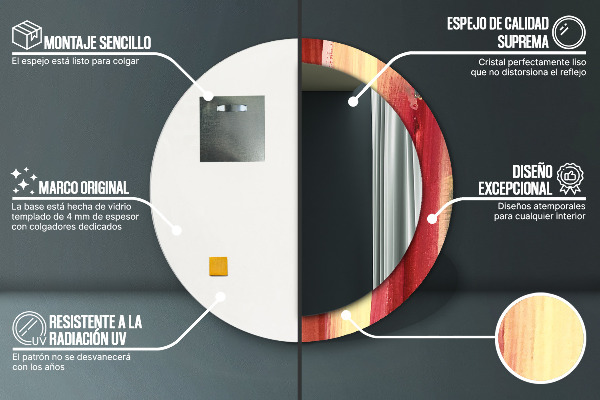 Oglinda rotunda rama cu imprimeu Imagine abstractă