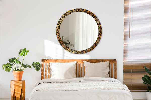 Oglinda rotunda rama cu imprimeu Mandala de aur