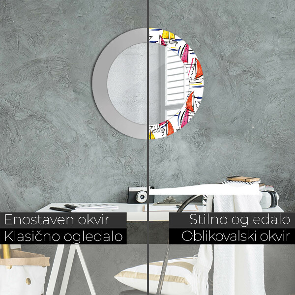 Oglinda cu decor rotunda Barca pe lac