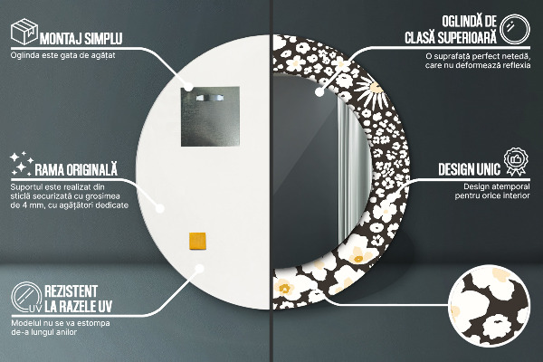 Decoratiuni perete cu oglinda Margaretă de fildeș