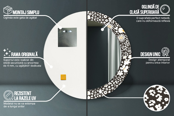 Decoratiuni perete cu oglinda Margaretă de fildeș