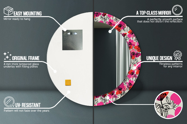 Decoratiuni perete cu oglinda Maci roz