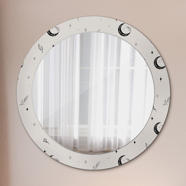 Oglinda rotunda rama cu imprimeu Plante florale doodle