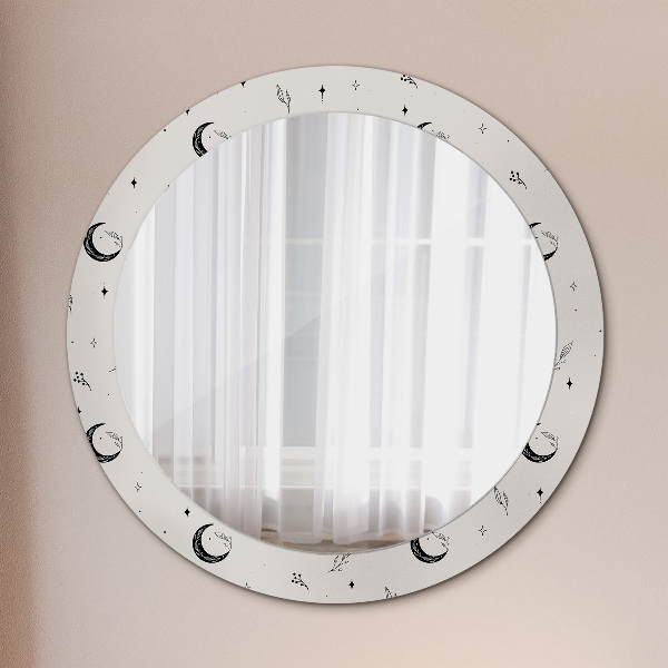 Oglinda rotunda rama cu imprimeu Plante florale doodle