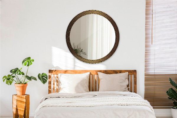 Oglinda rotunda rama cu imprimeu Ornament grecesc