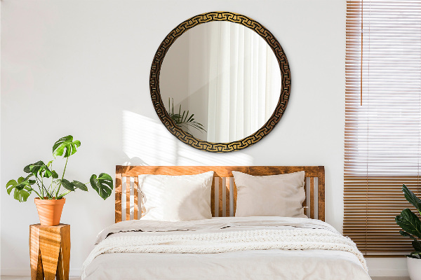 Oglinda rotunda rama cu imprimeu Ornament grecesc