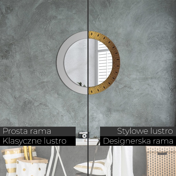 Oglinda rotunda rama cu imprimeu Ornament grecesc