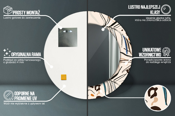 Oglinda rotunda rama cu imprimeu Flori cu un model de junglă