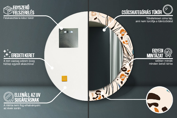 Oglinda rotunda rama cu imprimeu Flori cu un model de junglă