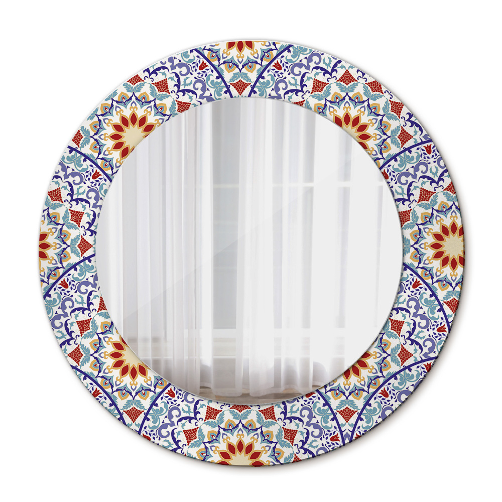 Oglinda rotunda imprimata Compoziție colorată orientală