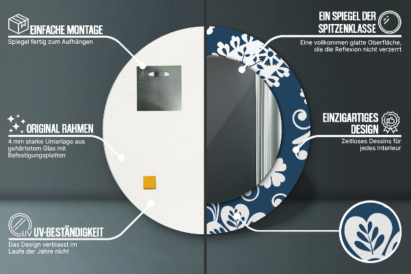 Oglinda cu decor rotunda Compoziția paisley