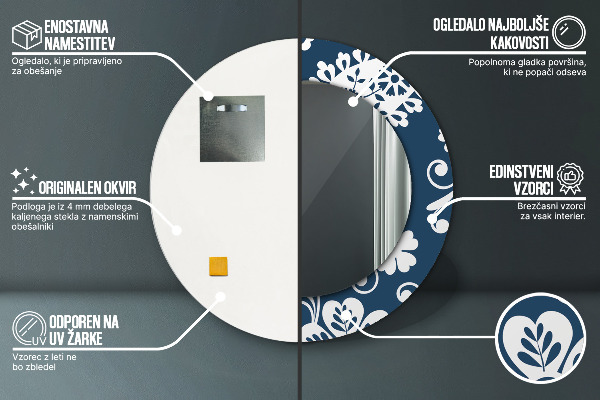 Oglinda cu decor rotunda Compoziția paisley