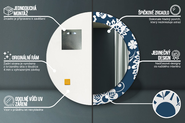 Oglinda cu decor rotunda Compoziția paisley