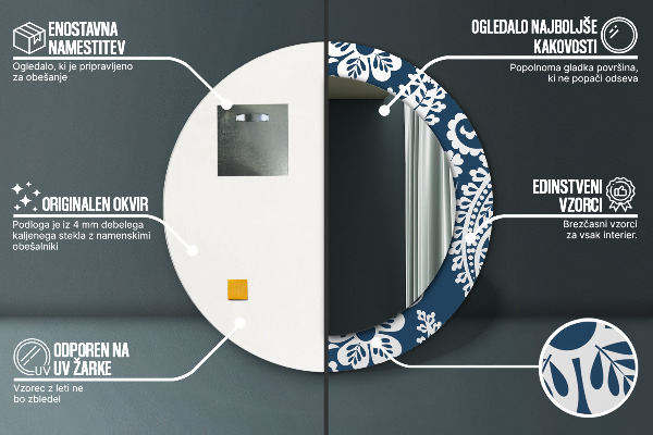 Oglinda cu decor rotunda Compoziția paisley