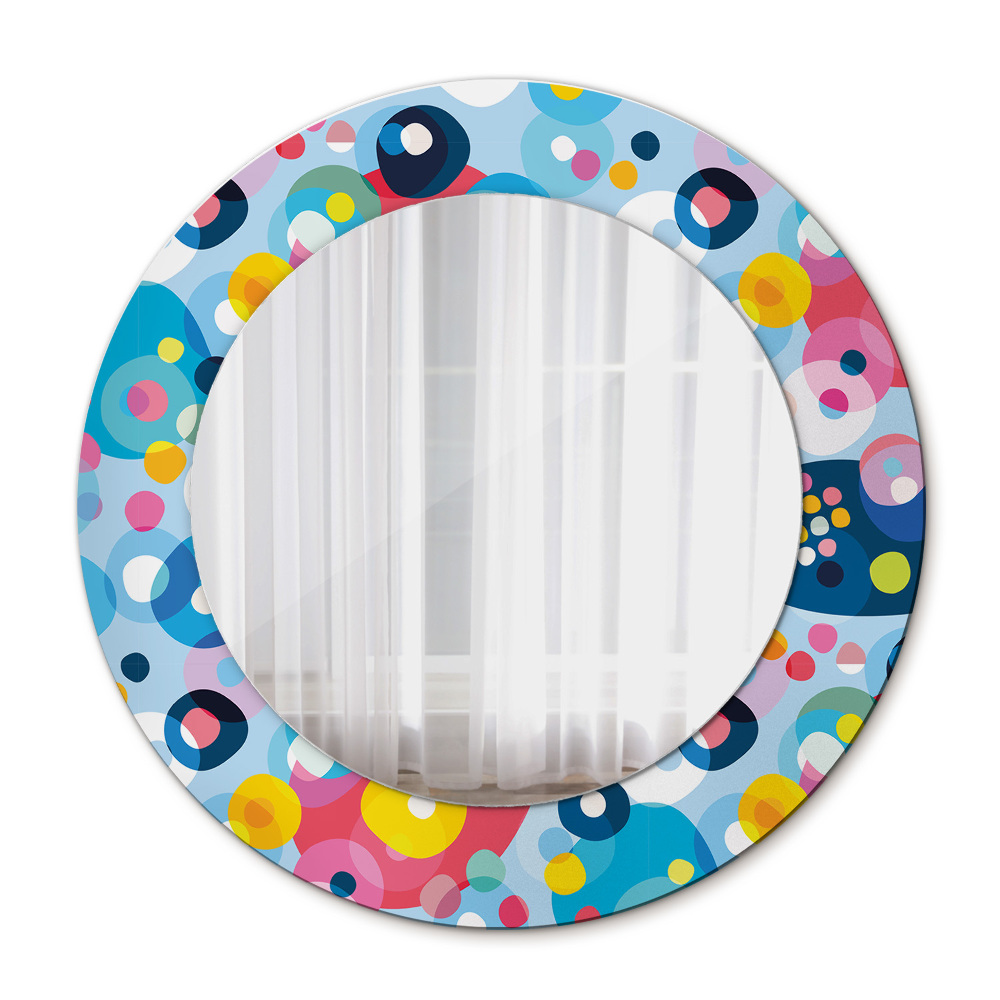 Oglinda rotunda rama cu imprimeu Spini colorați
