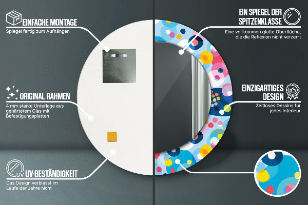 Oglinda rotunda rama cu imprimeu Spini colorați