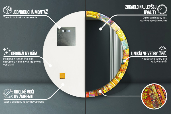 Oglinda rotunda imprimata Fereastră colorată cu vitralii