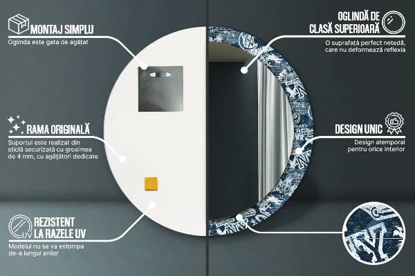 Oglinda rotunda imprimata Colaj