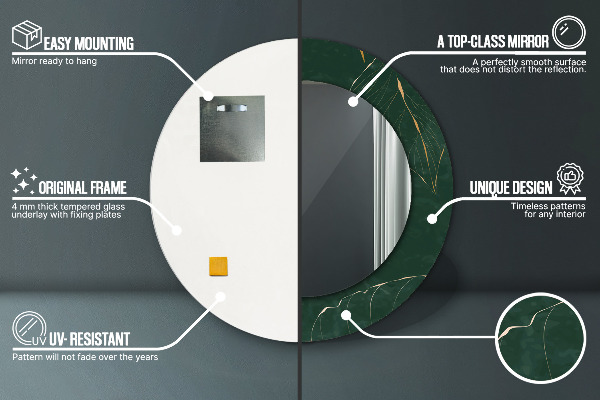 Oglinda cu decor rotunda Frunze de aur delicate