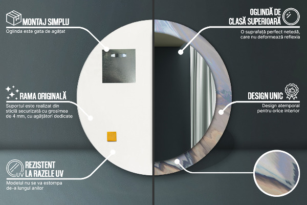 Oglinda cu decor rotunda Textura holografică