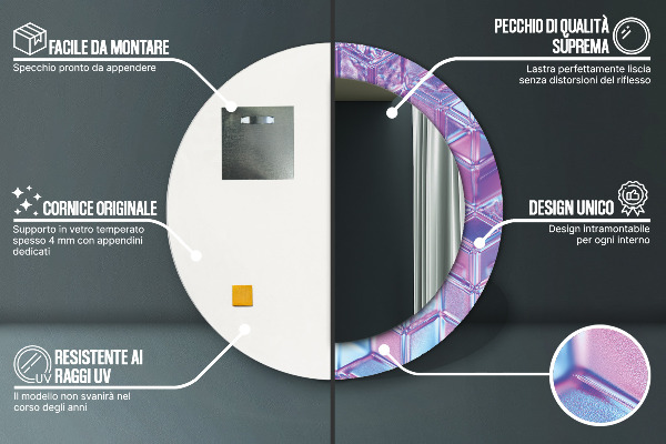 Oglinda cu decor rotunda Abstract suprarealist