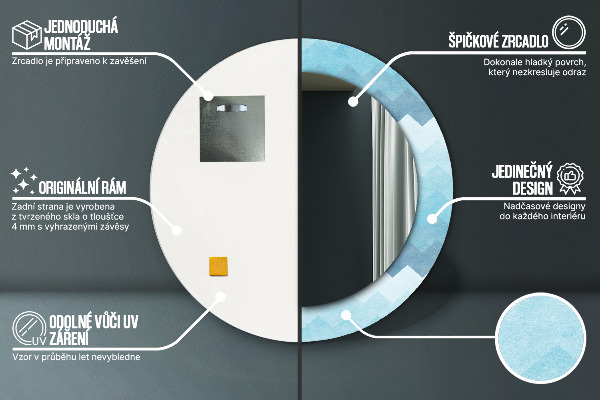 Oglinda rotunda rama cu imprimeu Modelul cizmarului