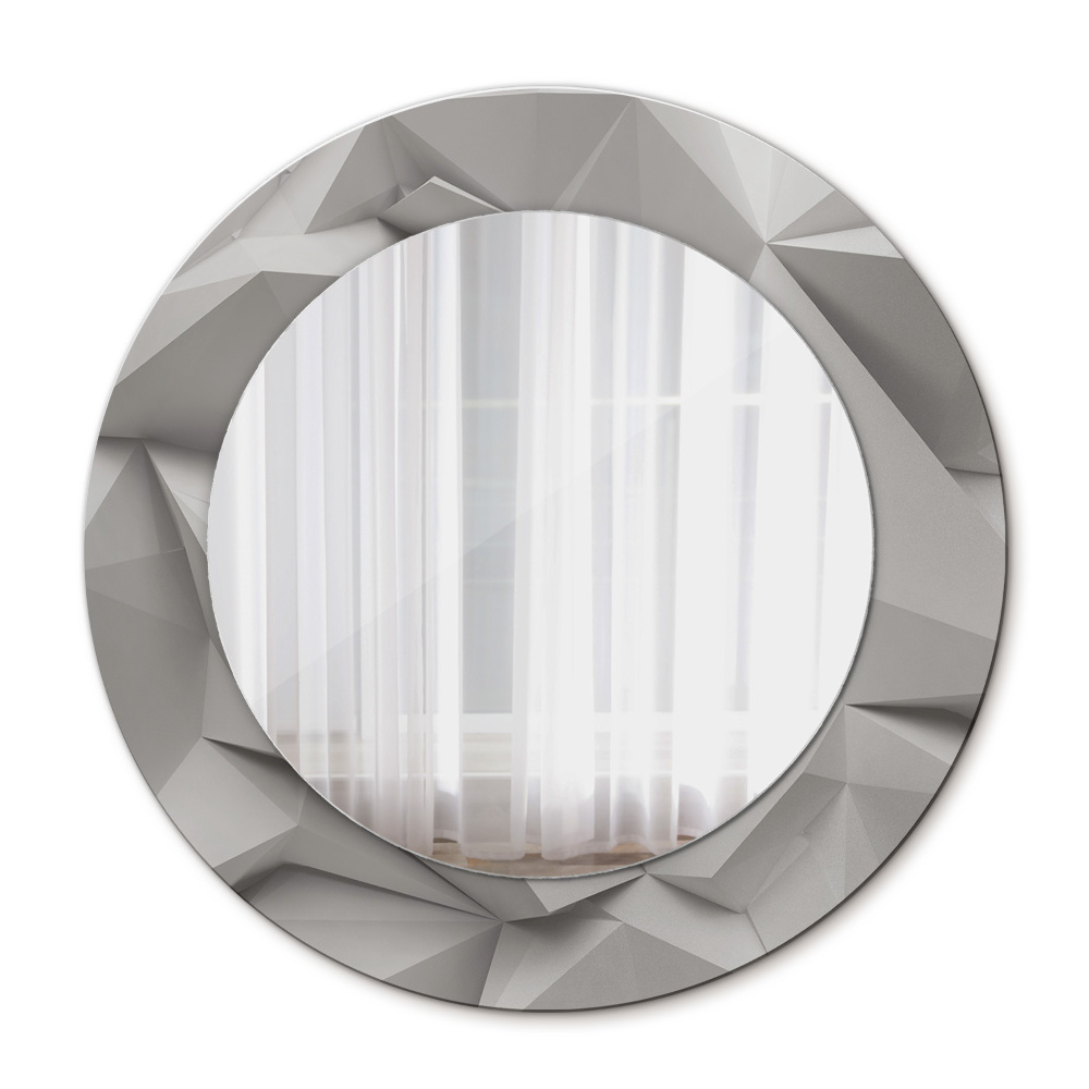 Oglinda rotunda imprimata Cristal alb abstract